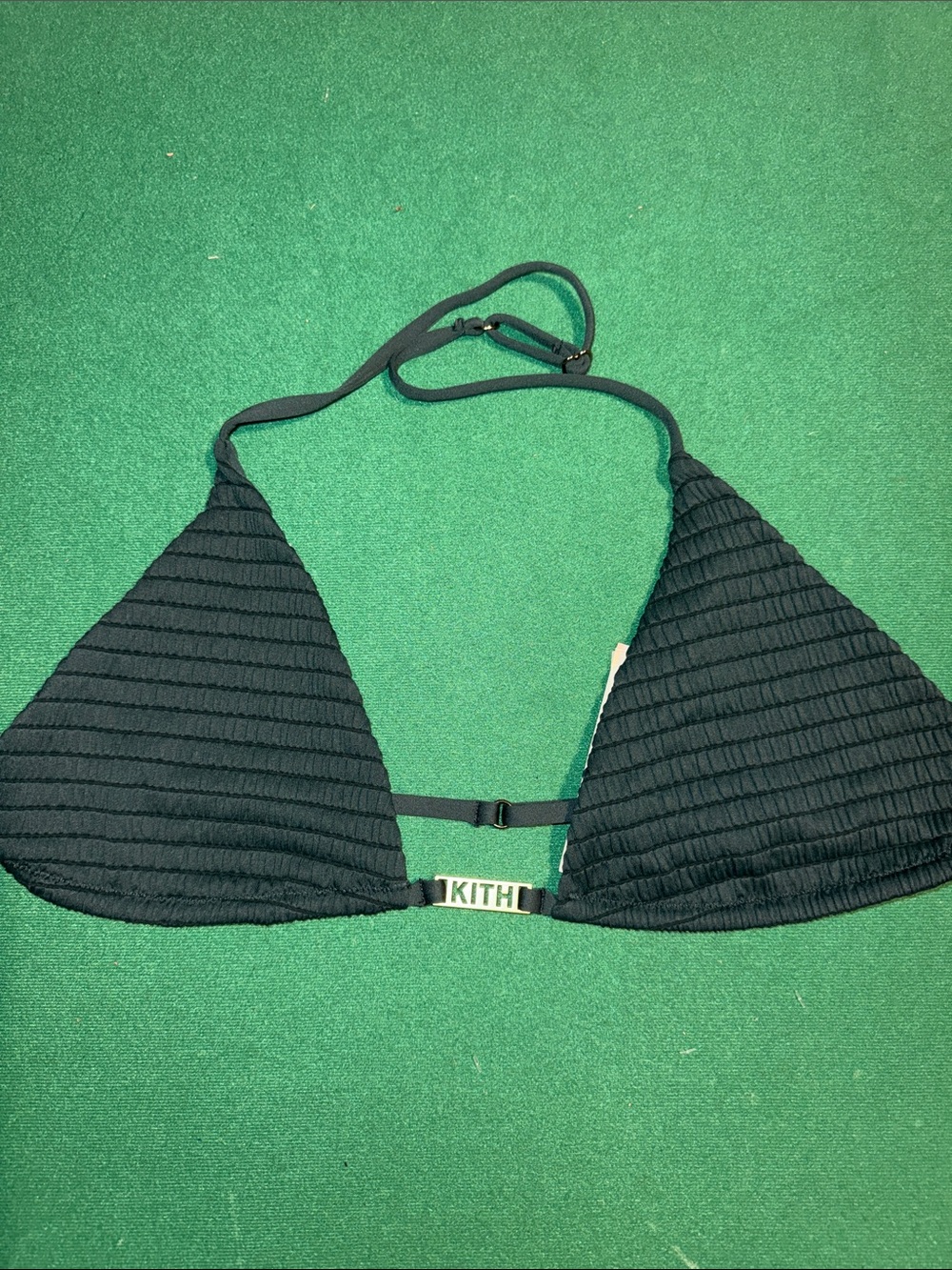 Kith Black Ribbed Triangle Bikini Top